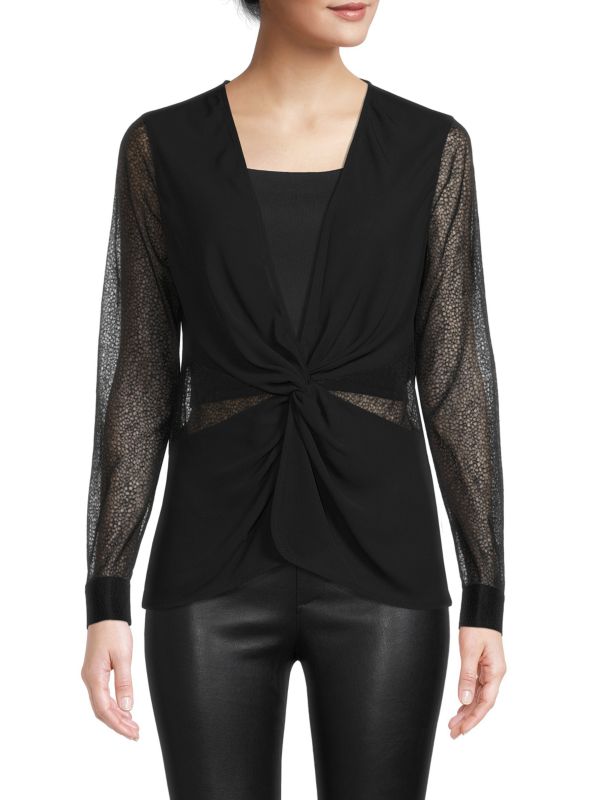 Donna Karan New York Twist Front Lace Blouse